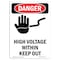 Signmission OSHA Danger Sign, 14" Height, Rigid Plastic, High Voltage Within Keep Out, Portrait OS-DS-P-1014-V-1337 - alternate 1
